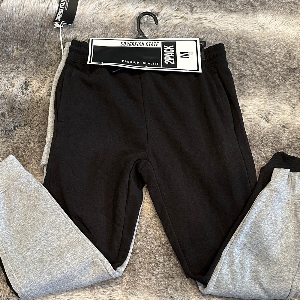 Mens Black and Gray Jogger Pants - 2 Pack